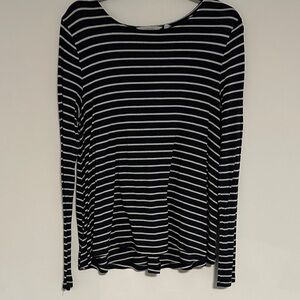 Athleta CYA Long-Sleeve Tee, Black/White, Size Large/L